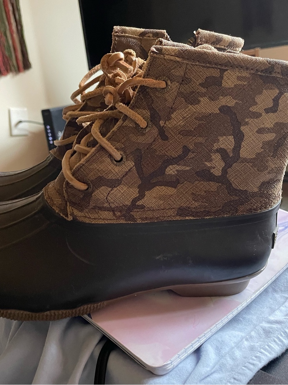Sperry Brown Camo Lace-Up Duck Boots